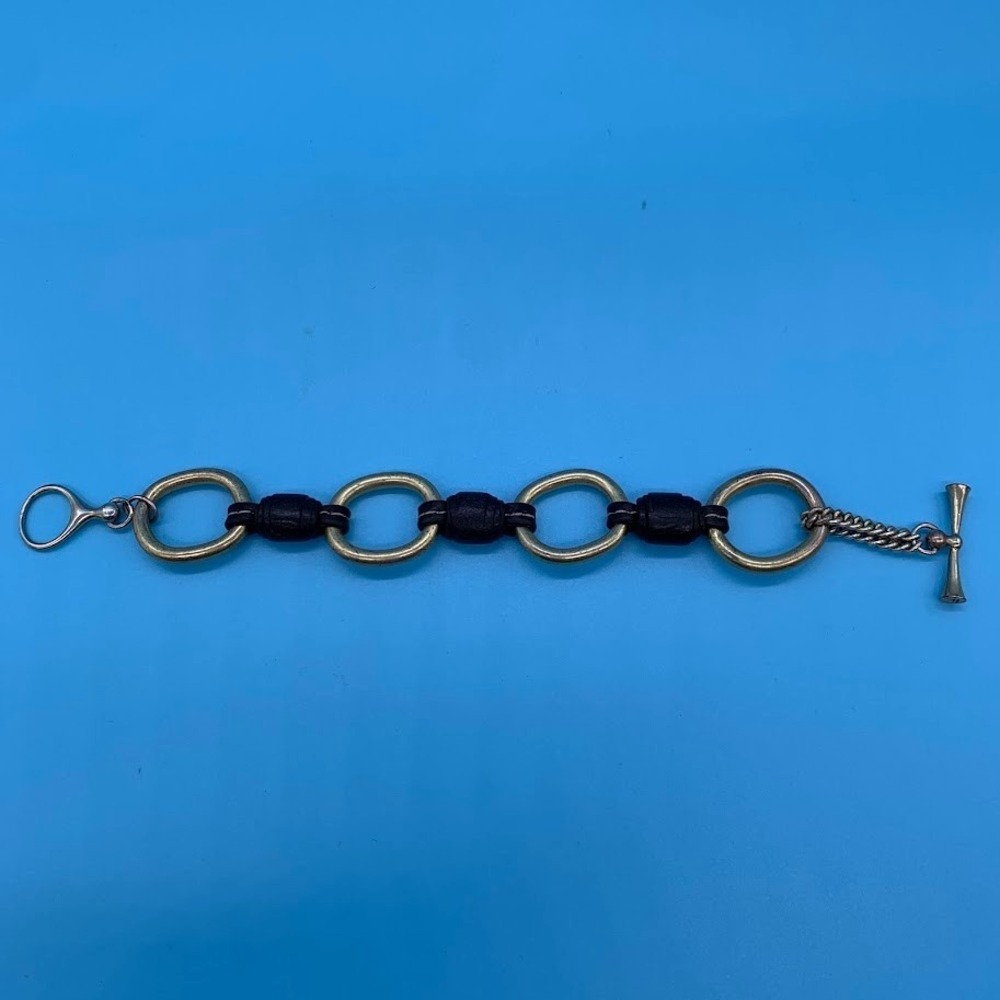 Fossil Black & Gold Tone Bracelet Link Chain Toggle‎ Clasp Fashion Jewelry